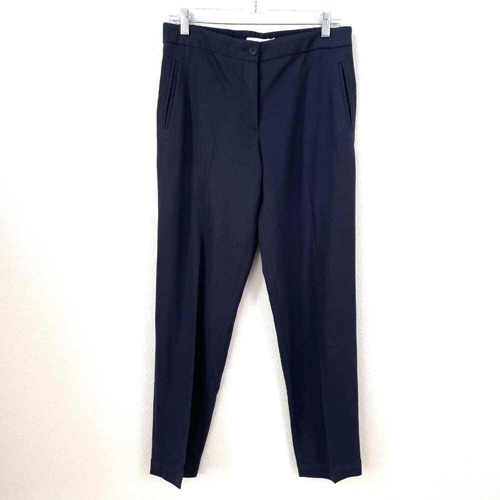 Tory Burch Womens Size 8 Navy Wool Stretch Dress Pants Elastic Back Trousers‎
